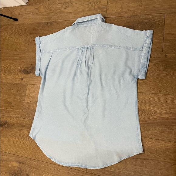 Sim & Sam Short Sleeve Casual Button Down Shirt Long Back Denim Style XL - Picture 5 of 5